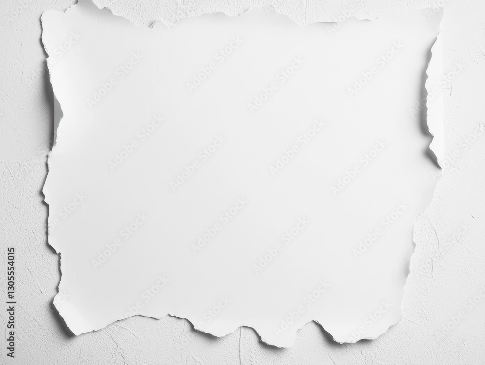 Poster textured white paper with torn edges on a rough background for creative design projects