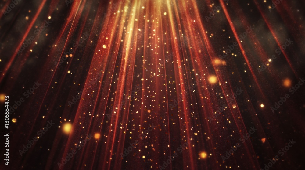 Poster illuminated curtain background with shimmering particles of light