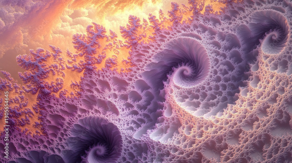 Poster an artistic representation of spiraling forms and complex textures