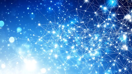 Abstract luminous plexus formation on a gradient deep blue background