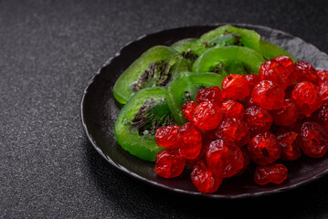 Dried sweet green kiwi or candied fruit
