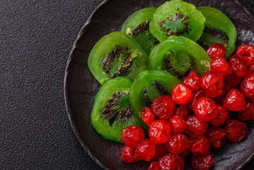 Dried sweet green kiwi or candied fruit