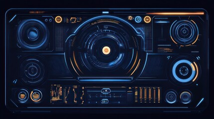 Fototapeta premium Futuristic Digital User Interface Displaying Complex Data Information