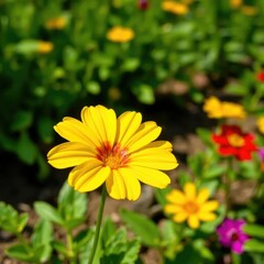 Obraz premium A single canary flower blooming in the garden, ornamental, floral, garden
