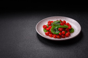 Dried sweet red pitted cherries or candied fruits