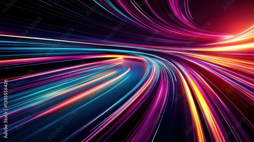 Poster Abstract representation of speed showing streaks of colorful light