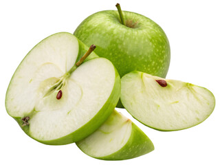 Fresh Green Apple Slices &ndash; Juicy Fruit Isolated