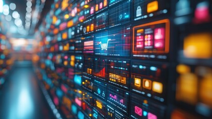 Wall of Interactive Data Displays in a Modern Facility
