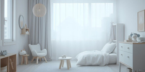 Minimalist Scandinavian Children's Room with Soft Pastel Decor