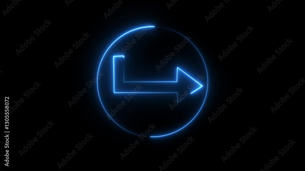 Fototapete abstract glowing neon directional arrow loading icon animation. abstract directional neon arrow icon