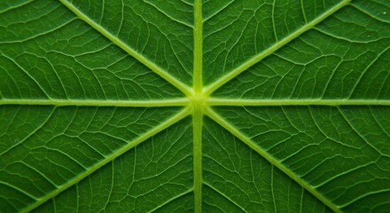 Obraz premium Close-up of a Green Leaf Showing Detailed Vein Structure and Texture