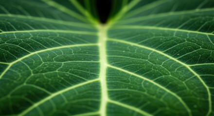 Obraz premium Close-up of a Green Leaf Surface with Visible Vein Pattern