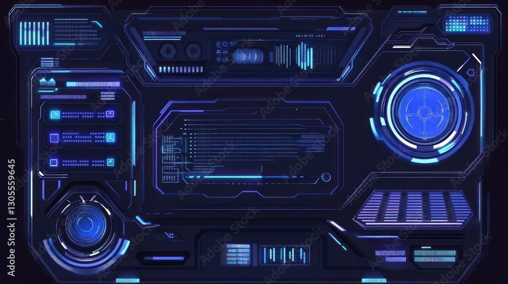 Aufkleber Futuristic Sci Fi Screen Displaying Data And Information Efficiently