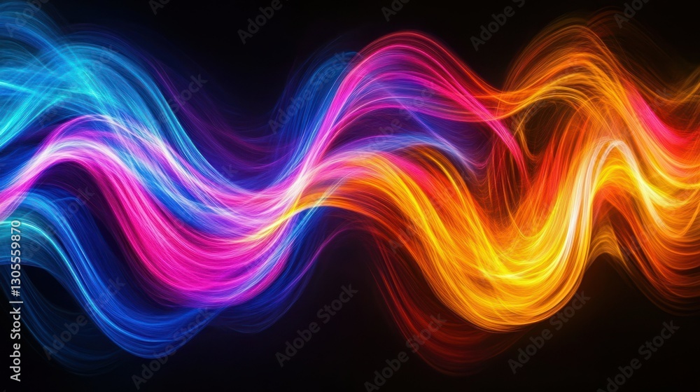 Poster colorful abstract background with flowing wave like light trails