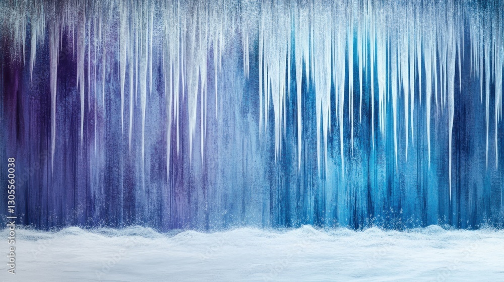 Poster abstract image of falling icicles and snow in winter