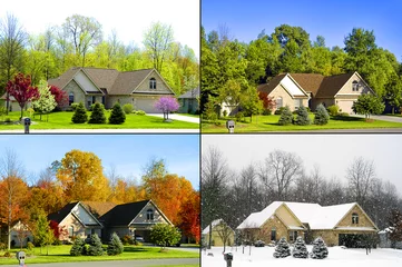 Fleecedeken met foto 4 four season image of residential home house in Lexington, MI © Dennis MacDonald