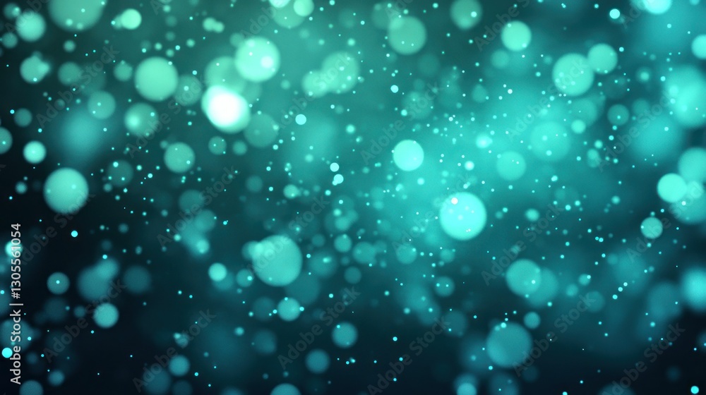 Aufkleber abstract turquoise bokeh lights floating against a dark background