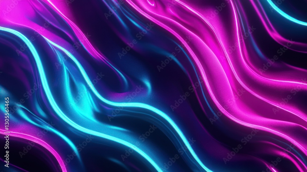 Poster The abstract image features neon flowing lines of vibrant color