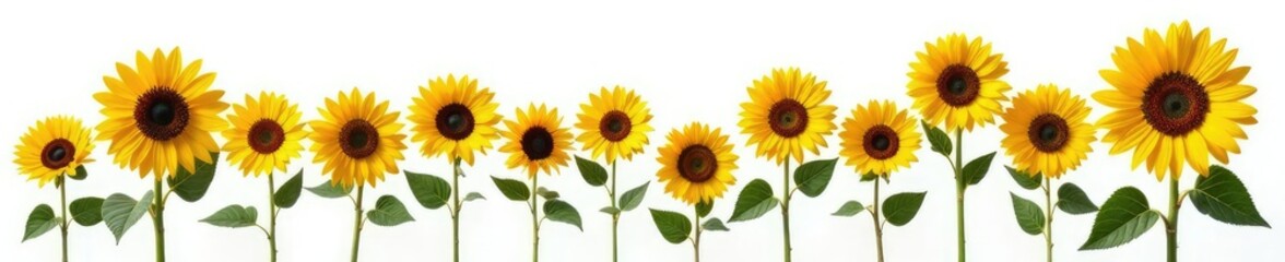 Fototapeta premium Girasolas aisladas en diferentes tama?os y colores sobre un fondo blanco con una textura suave, blanco, colores