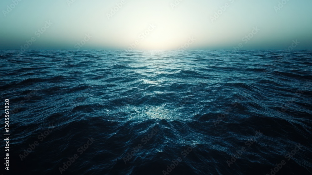 Poster the dark and calm ocean underneath the clear sky