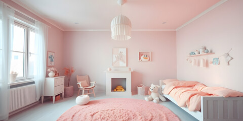 Minimalist Scandinavian Children's Room with Soft Pastel Decor