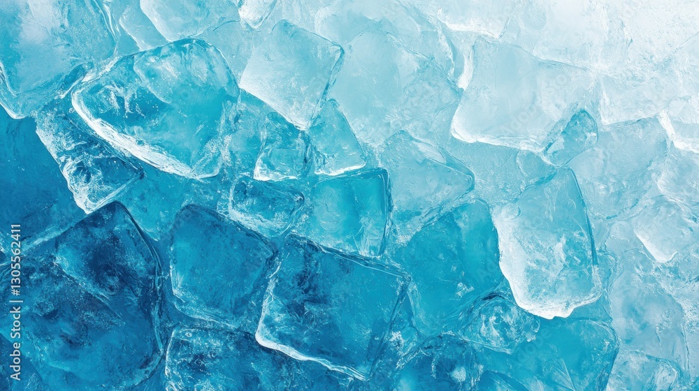 Poster an abstract display of crushed ice cubes against a blue backdrop