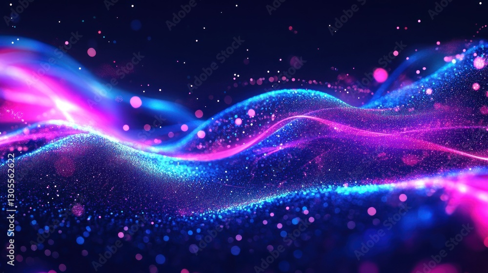 Poster Abstract artwork of flowing particles with glowing color