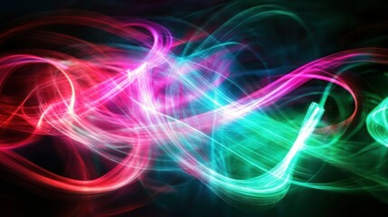 Colorful Light Trails Create Artistic Abstract Swirls Over Dark Background