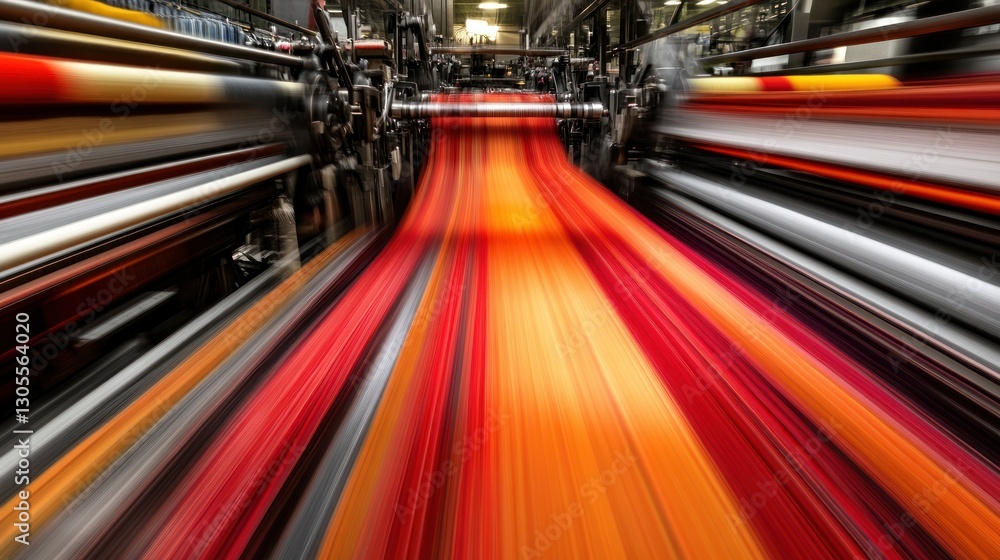 Poster Printing press showing a continuous roll of printed paper