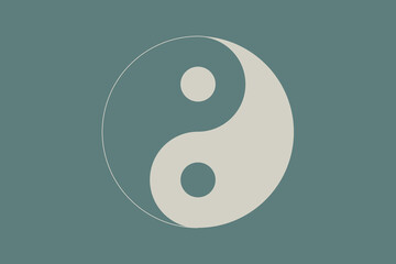 Minimalistic vector yin yang symbol in gold and green colors. EPS 10 outline icon.