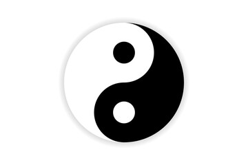 Vector yin yang symbol black and white with shadow under the circle. EPS 10