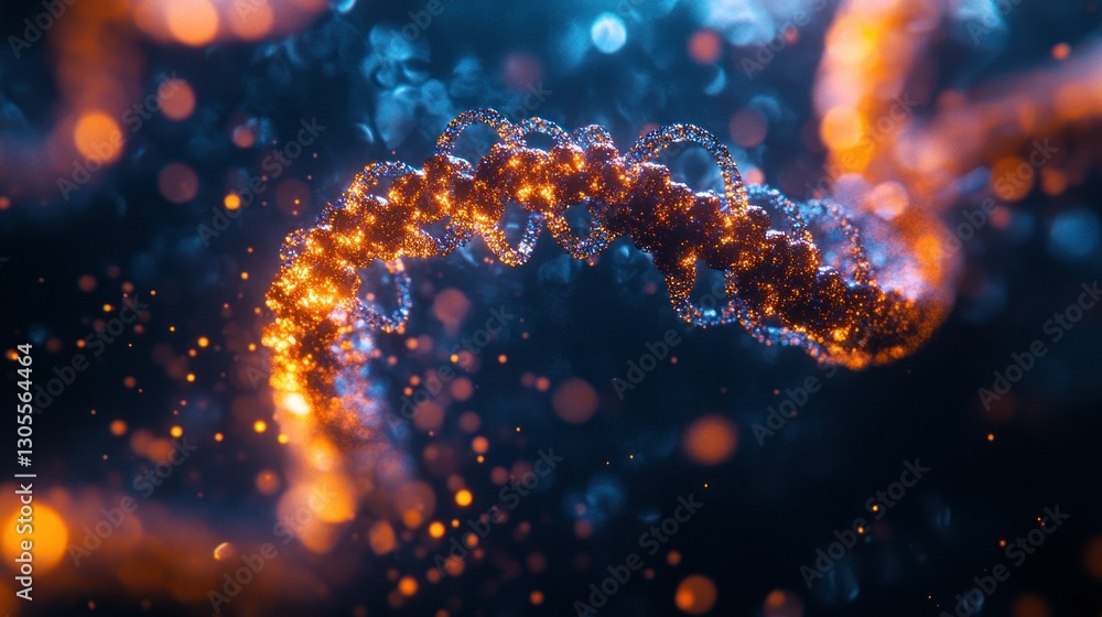 Poster Glowing double helix structure representing the concept of genetics