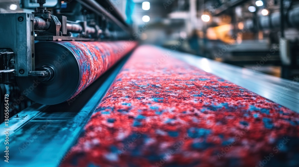 Aufkleber machine is printing a patterned rug during a manufacturing process