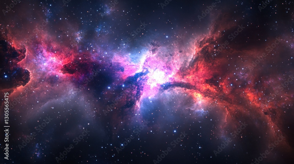 Poster beautiful galaxy with vibrant colors and celestial objects displayed