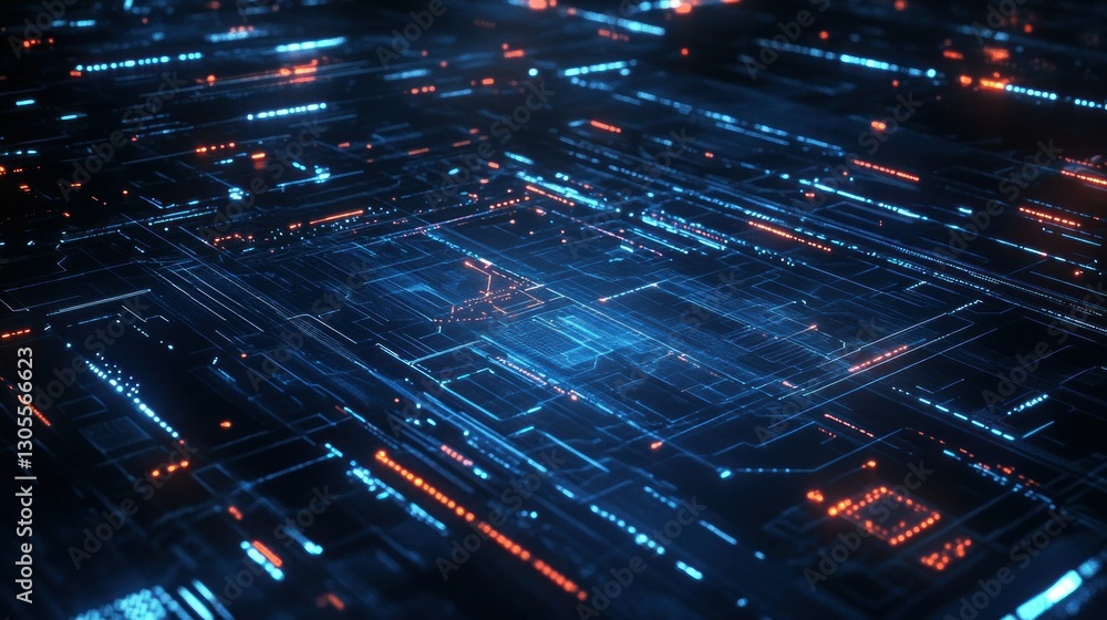 Poster A complex abstract pattern composed of digital circuit board lines
