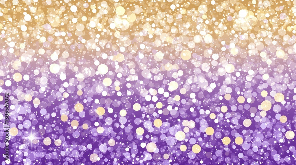 Poster purple and gold bokeh background with many sparkling lights