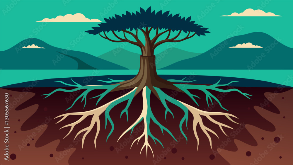 Poster the trees roots seemed to dive deep into the ground a metaphor for the vast amount of data that is h