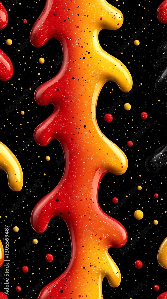 Poster Fluid Gradient Cascade with Sparkling Nebula Amidst Cosmic Void Backdrop