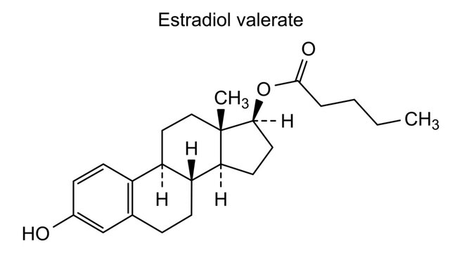 Chemical structure of estradiol valerate, drug substance