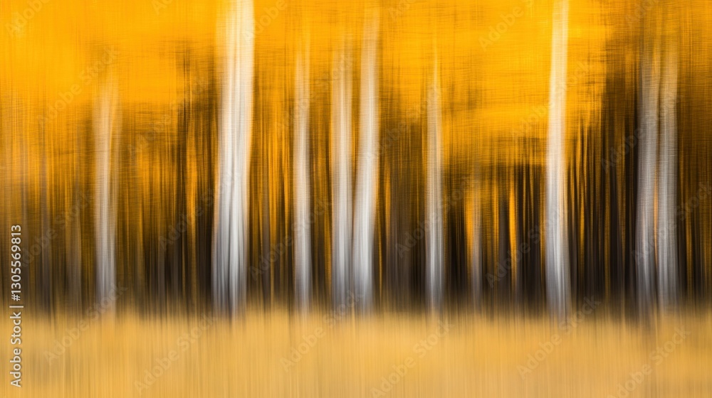 Poster abstract depiction of trees in autumn with motion and color