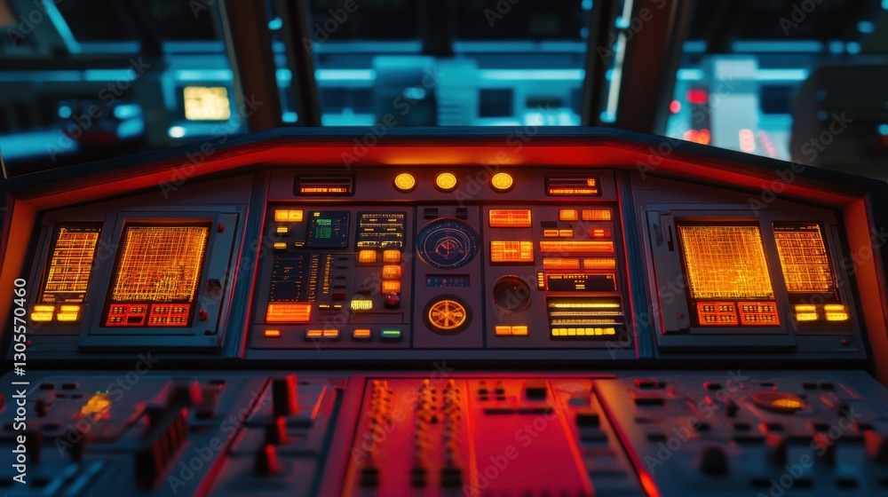 Aufkleber a spaceship control panel displays technology and digital systems