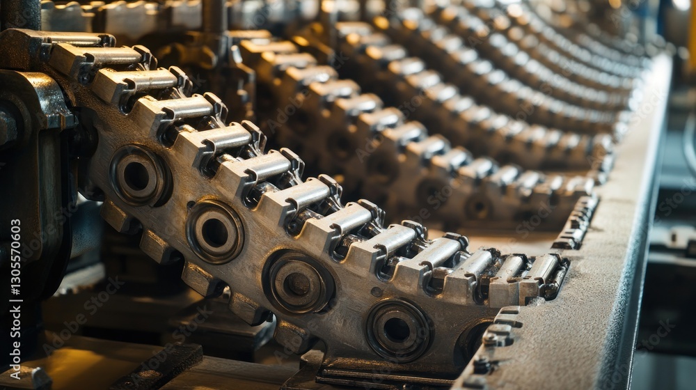 Poster Mechanical Chain System Illustrating Engineering Precision in Industrial Application