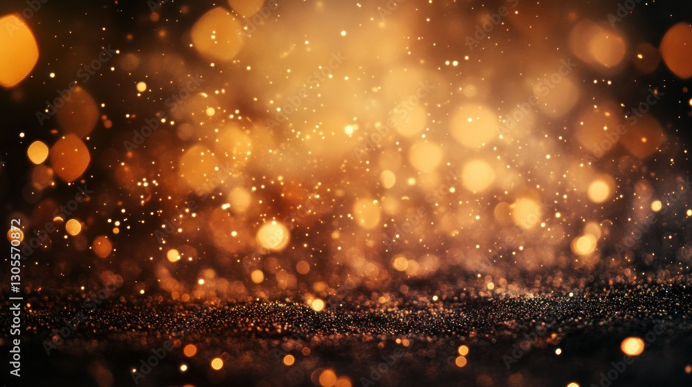 Poster sparkling bokeh abstract displaying golden light and dust particles
