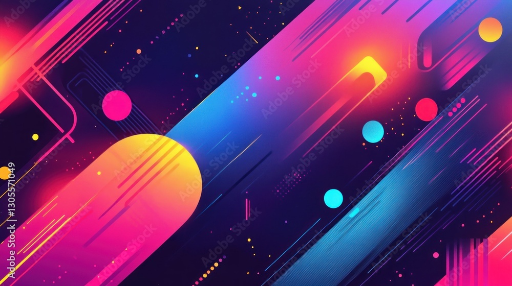 Poster Bright abstract background of colorful shapes and linear gradients