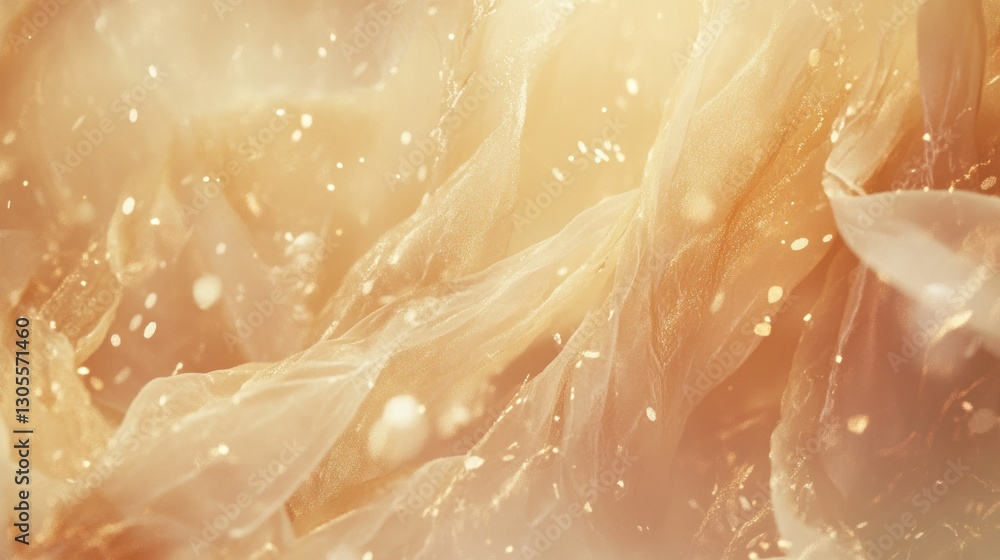 Poster delicate soft gold fabric with particles against a warm background