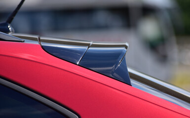Fototapeta premium Spoiler at the end of the roof of a passenger car