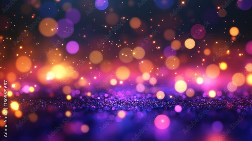 Poster Bright sparkling lights and bokeh create a luminous background scene