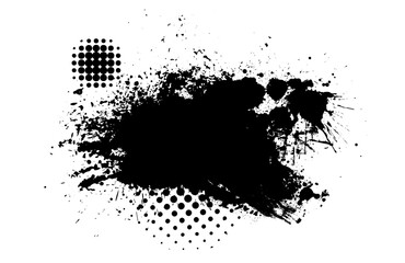 Splatter Paint Texture . Black Spray Blot of Ink. Place illustration Over any Object to Create Grungy Effect . hand drawn. Not AI, Vector