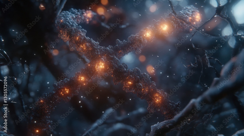 Poster An abstract depiction of interconnected glowing network system design