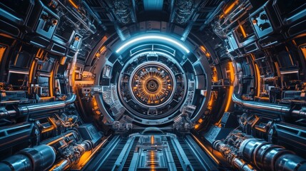 Fototapeta premium Futuristic Interior Depicts Advanced Technology And Complex Mechanical Components